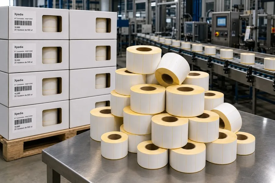 Étiquettes blanches Xpedia — rouleaux vierges